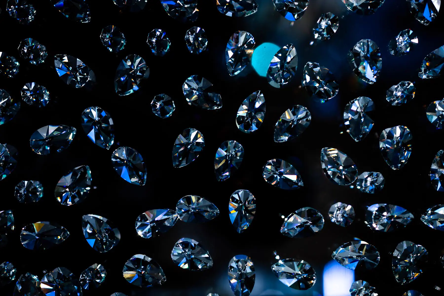 Sparkling diamonds against a dark background